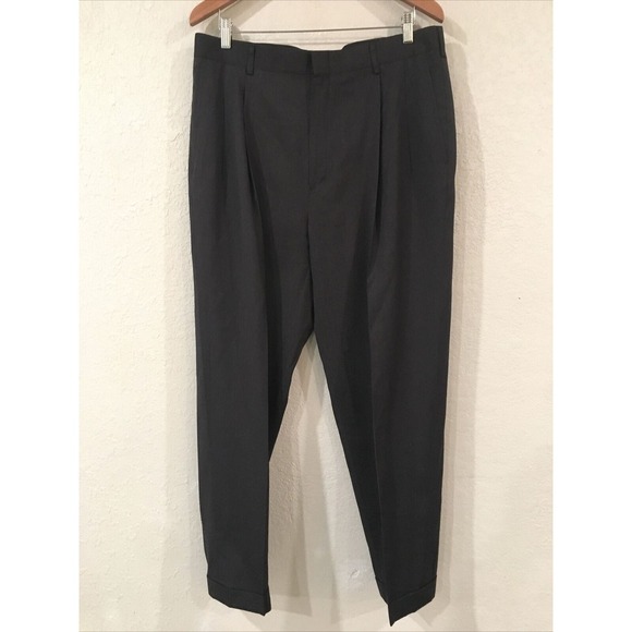 JoS. A. Bank Men 36x29‎ Pants Gray Dress Cuffed Pleated 100% Wool Career Formal - Picture 1 of 15